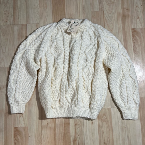 NONIA Cream Children's Fortune Bay Chunky Pullover 100% Wool Handmade NWT Size 6